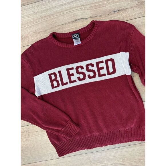 Women's Blessed Graphic Sweatshirt Sweater Modern Lux M Medium Thanksgiving - Picture 2 of 3